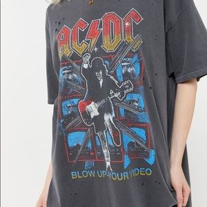 URBAN OUTFITTERS OVERSIZED AC/DC SHIRT DRESS